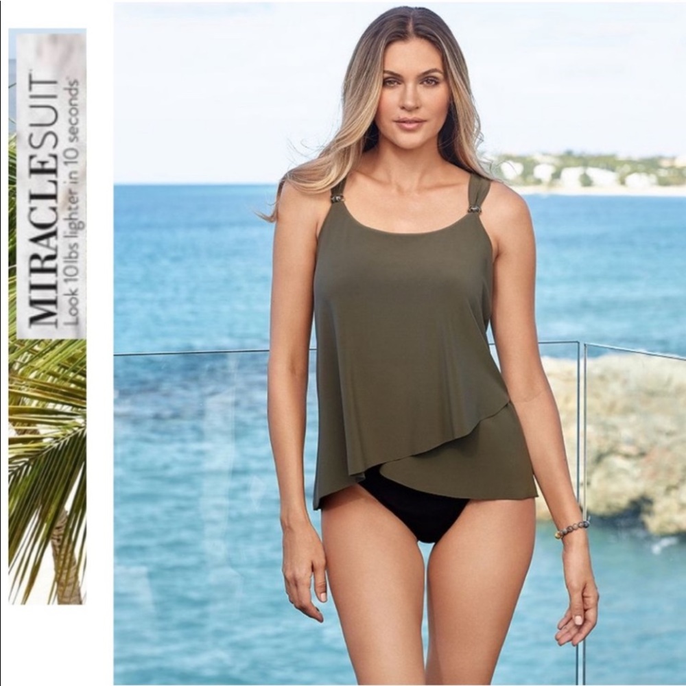 Miraclesuit Olive and Black Swim Top
